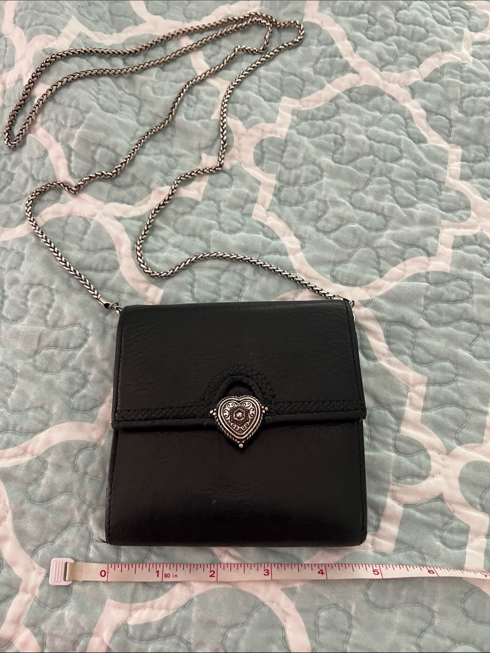 Brighton Black Heart-Embellished wallet/Crossbody Bag
